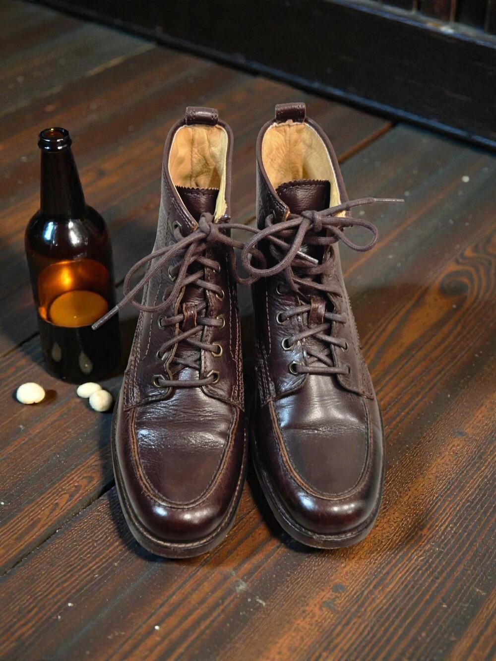 Women's Frye Phillip Moc Toe Leather Lace-up Ankles Boots Size:7 Color: Brown - Picture 1 of 10